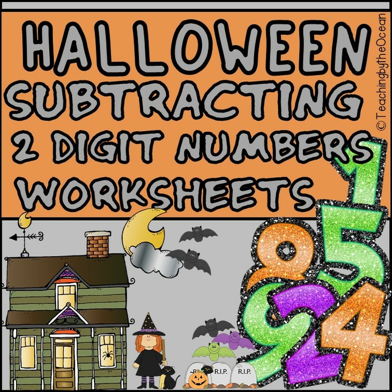 Subtracting  Digit Numbers Worksheets  Halloween Themed
