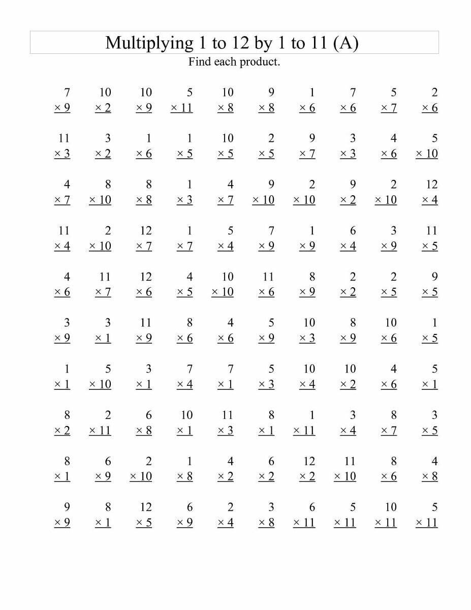 Multiplication Times Table 1 12 Worksheets