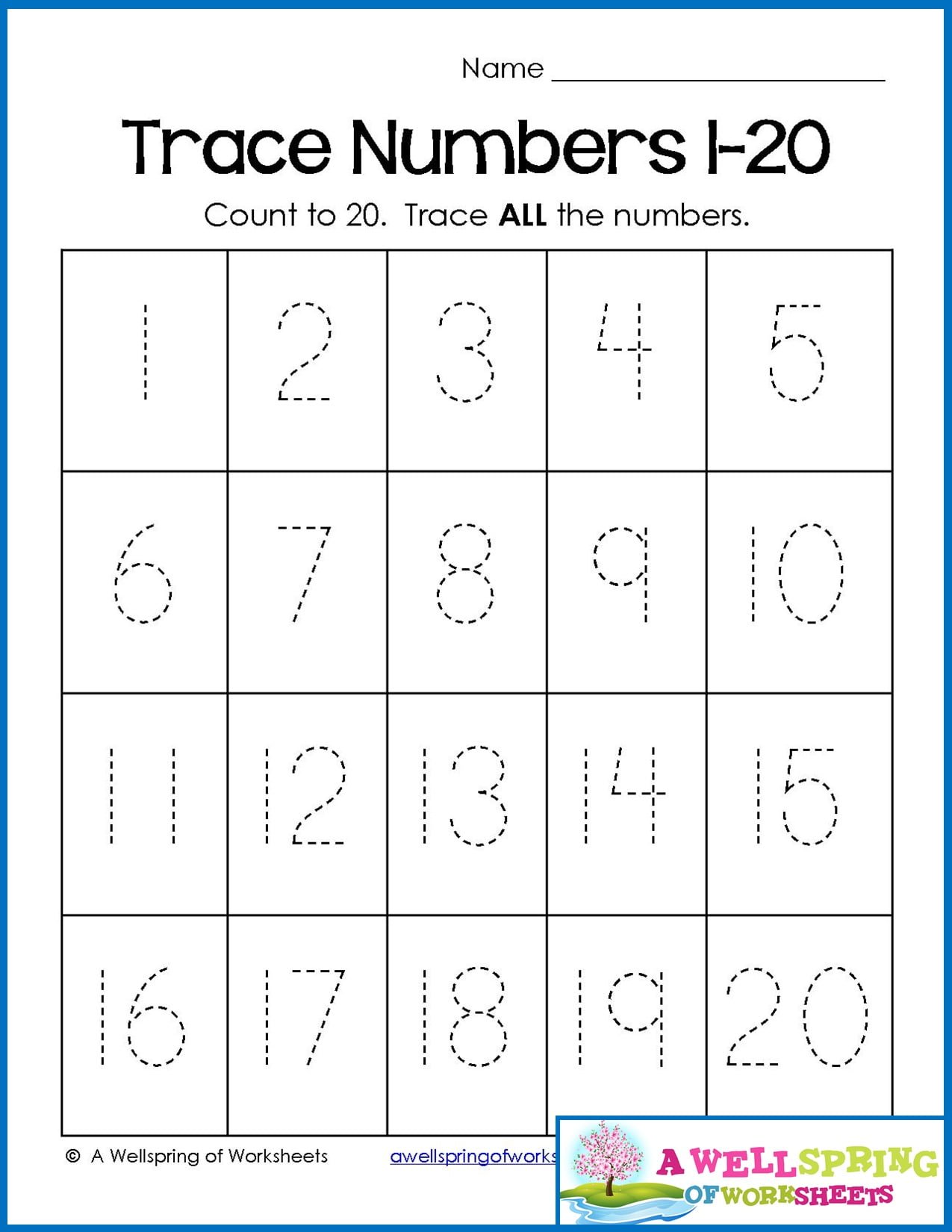 Number Tracing Worksheets 1 To 20 | NumbersWorksheet.com