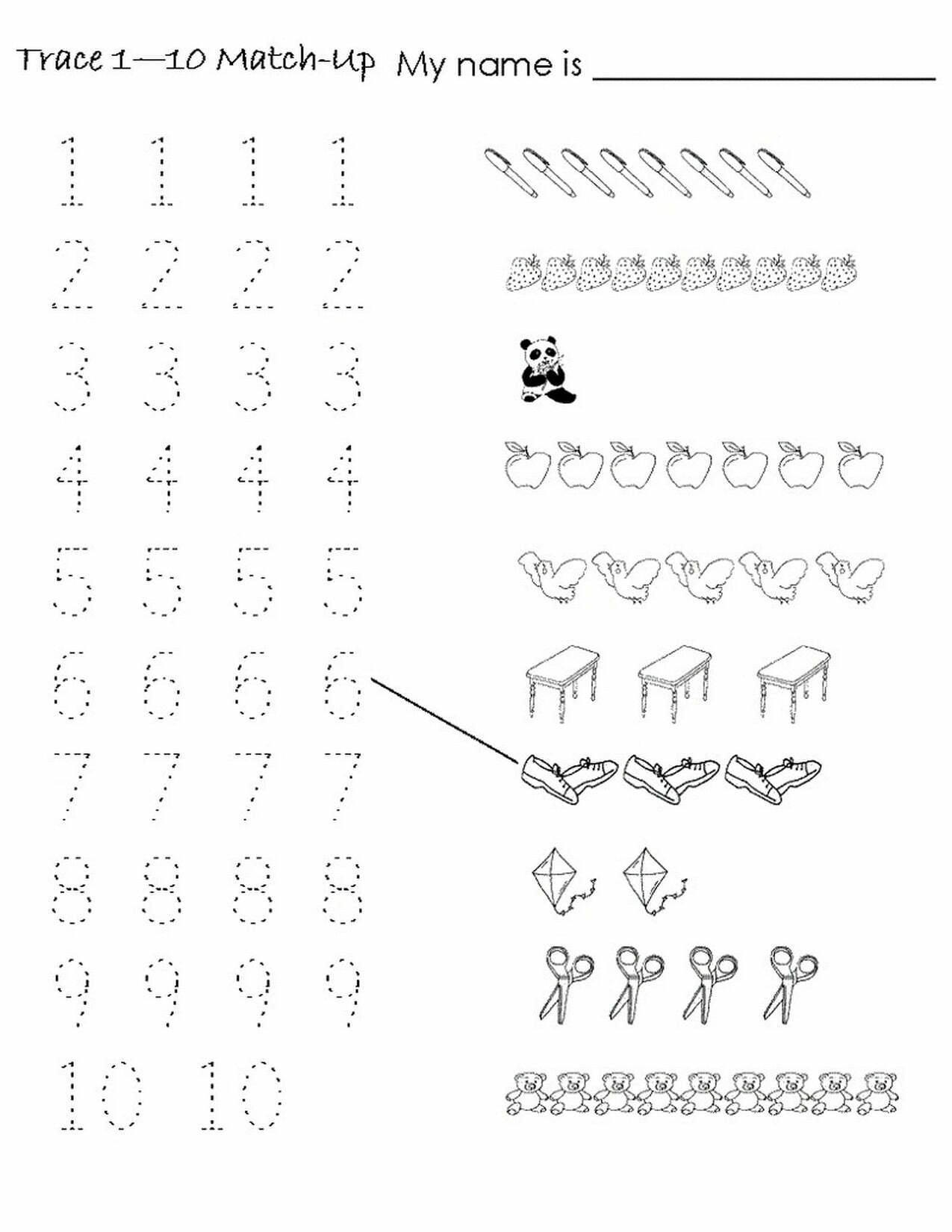 tracing numbers 1-10 worksheet practice – Learning Printable