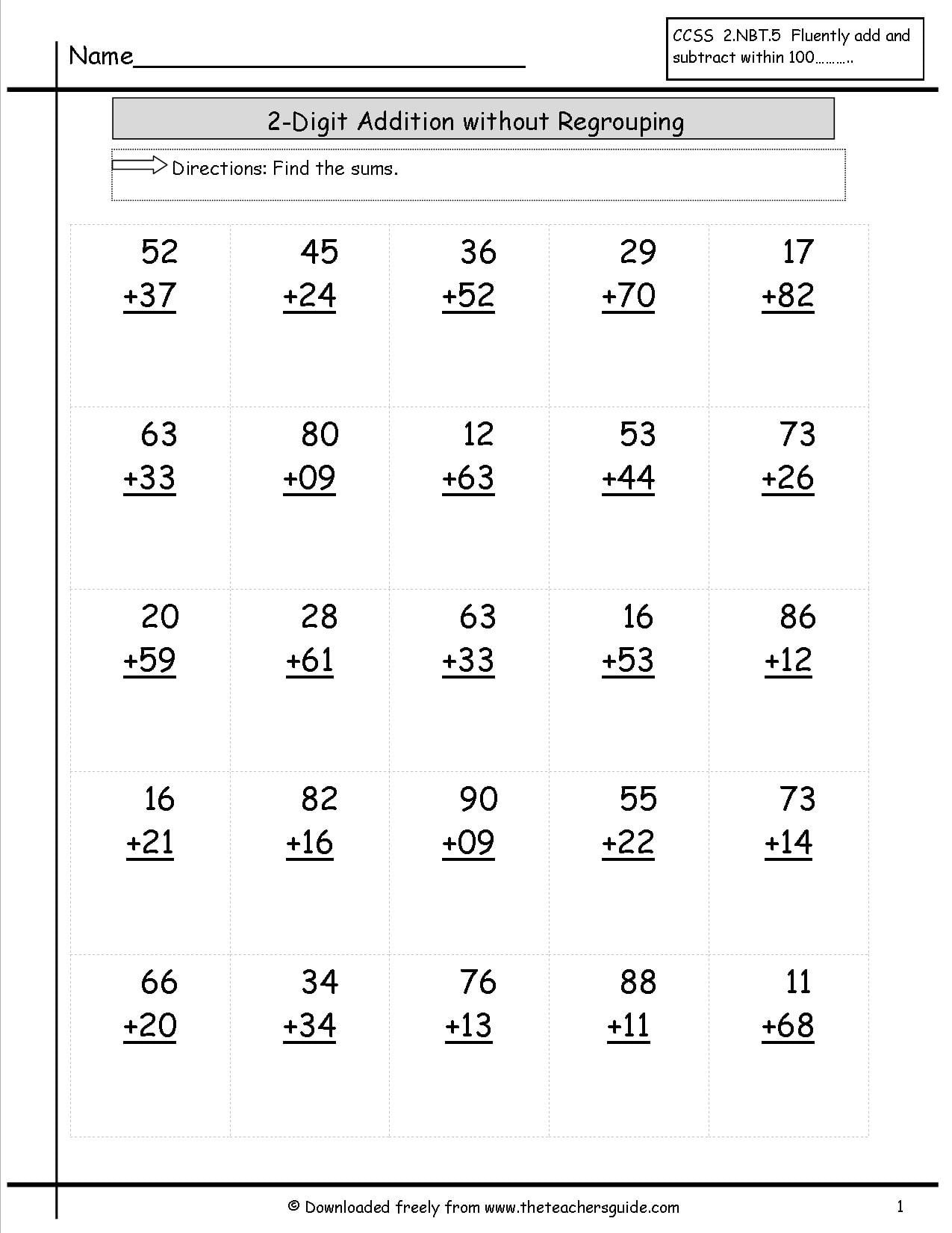 16 Best Images of Double- Digit Addition Printable ...