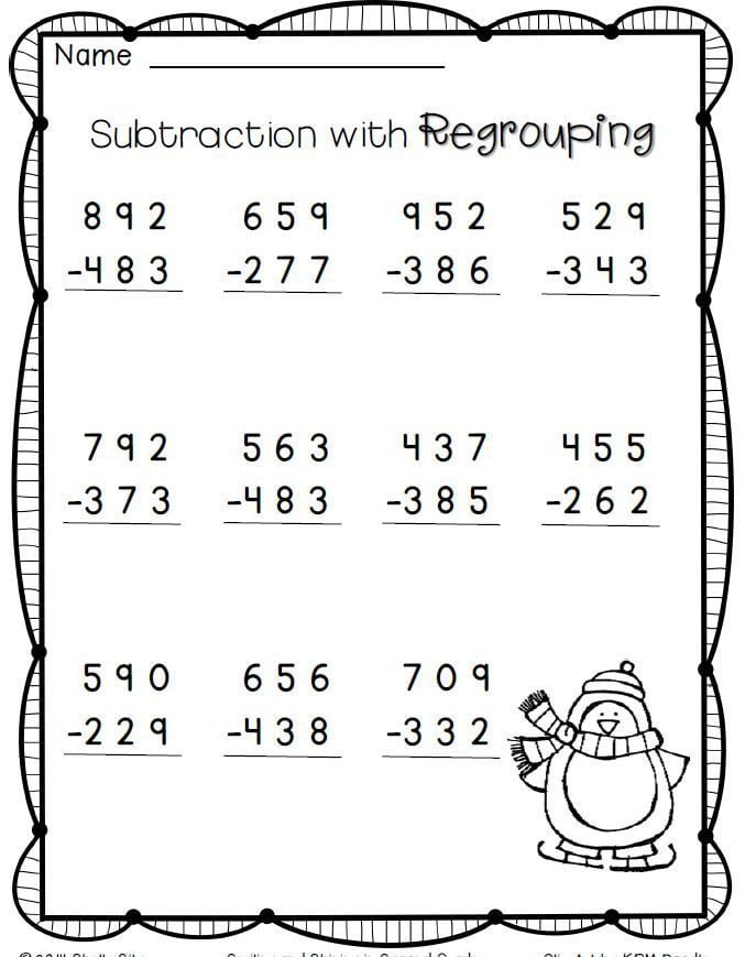 Digit Subtraction With Regrouping Worksheets 2nd Grade