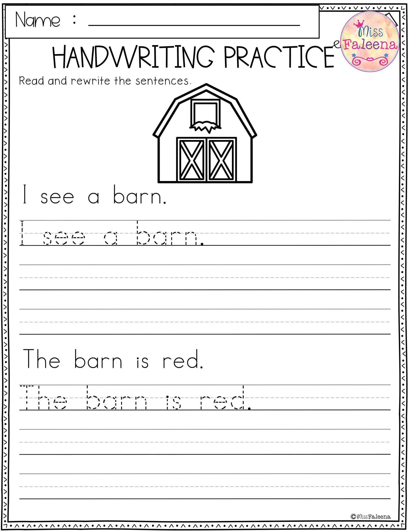 Free Printable 1st Grade Handwriting Worksheets – Learning