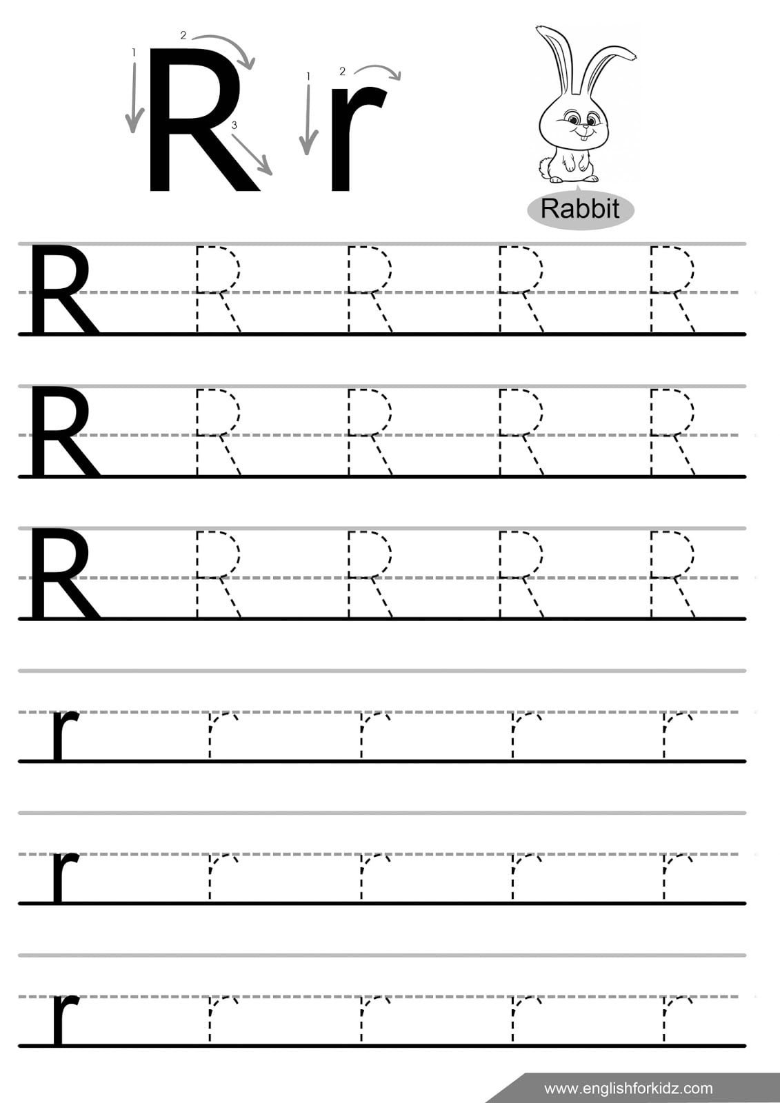 Letter R Tracing Worksheets For Preschool