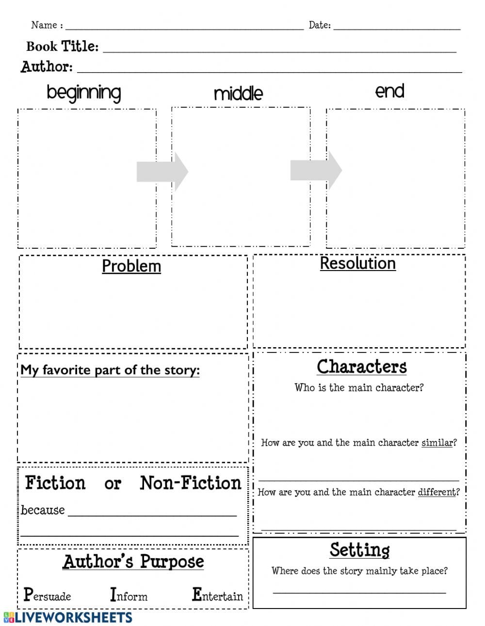 Story Elements Interactive Worksheet