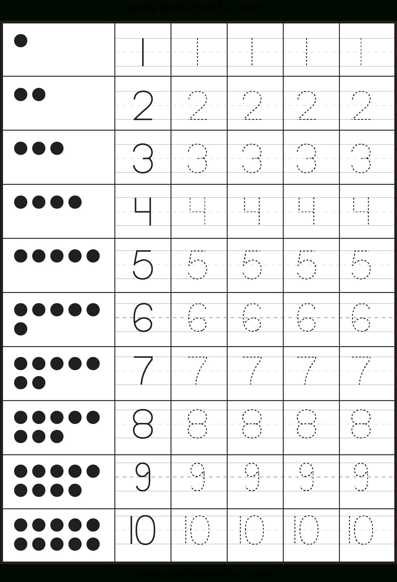 Writing Numbers 1-10 Worksheets For Kindergarten