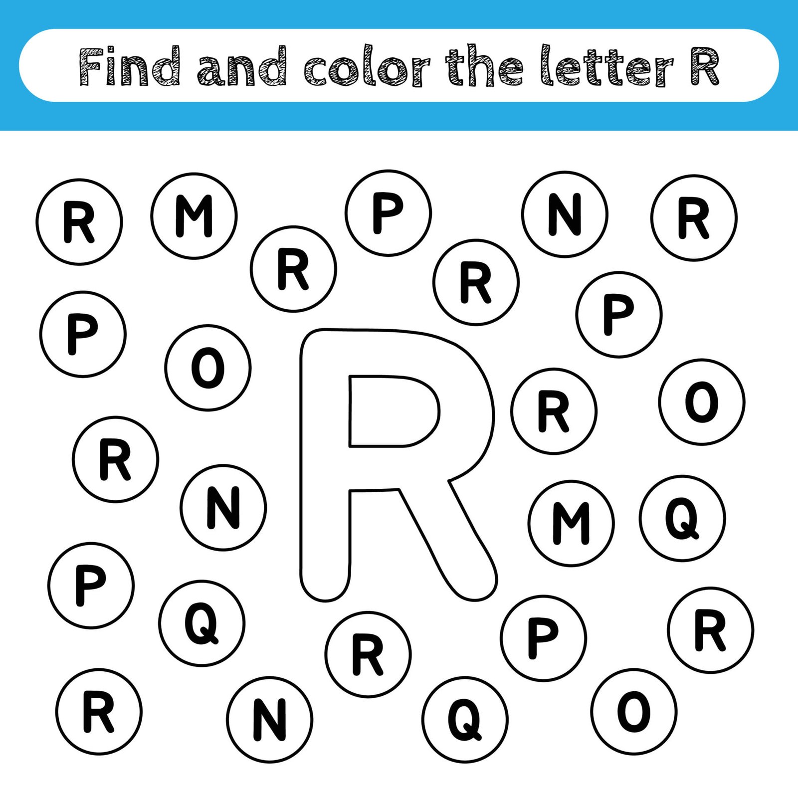 Learning Worksheets For Kids  Find And Color Letters Educational