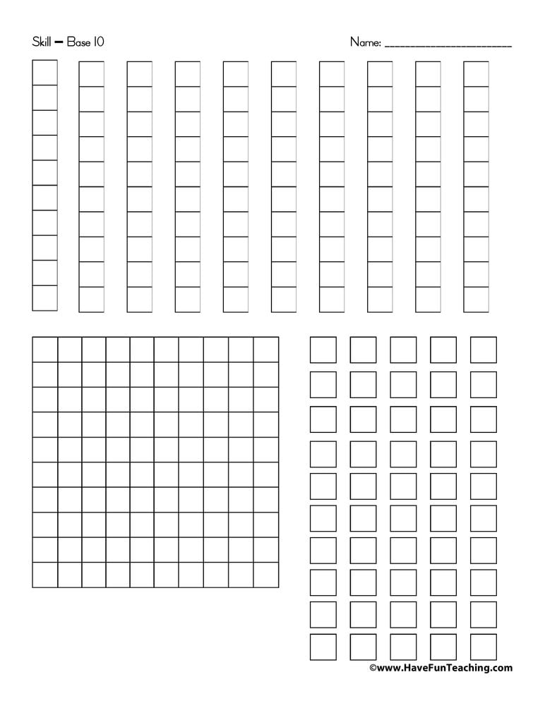 Printable Base 10 Blocks WorksheetsCity