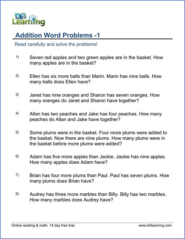 Basic Word Problems Worksheets WorksheetsCity