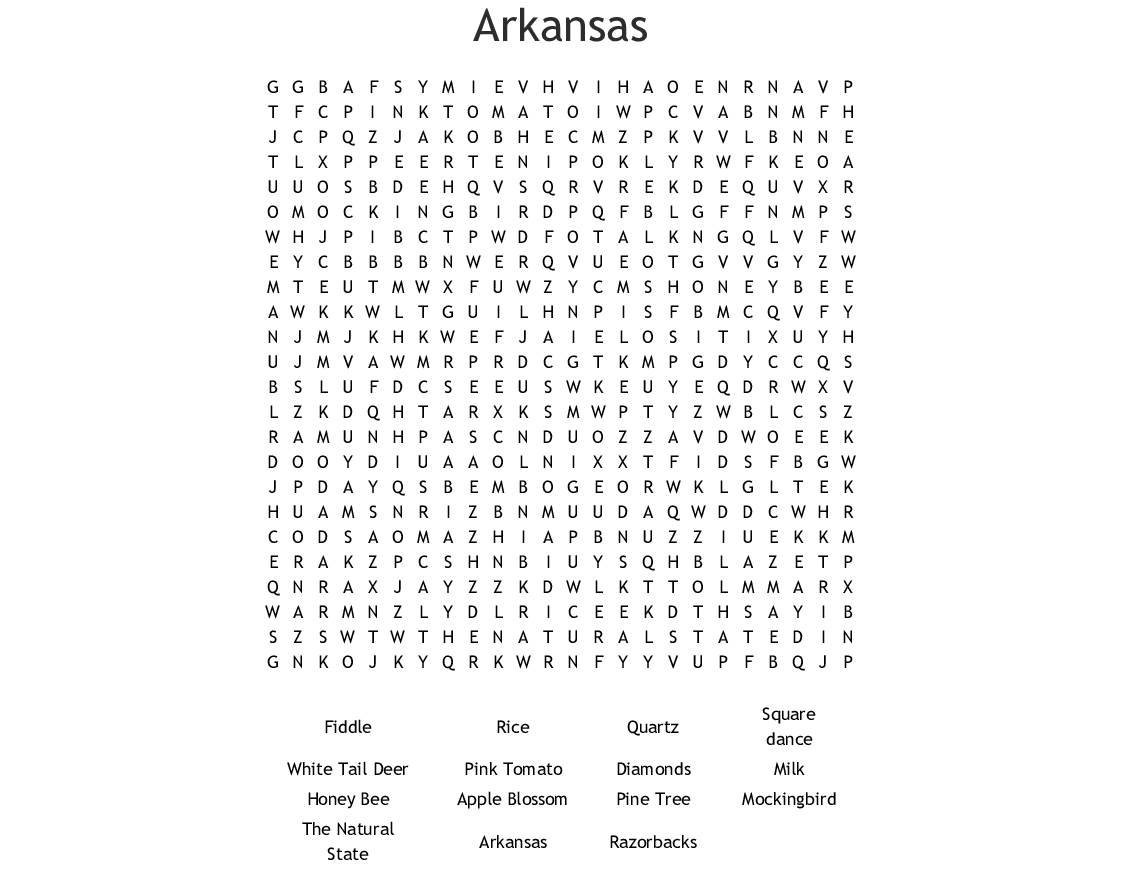 Arkansas Word Search Worksheets - WorksheetsCity