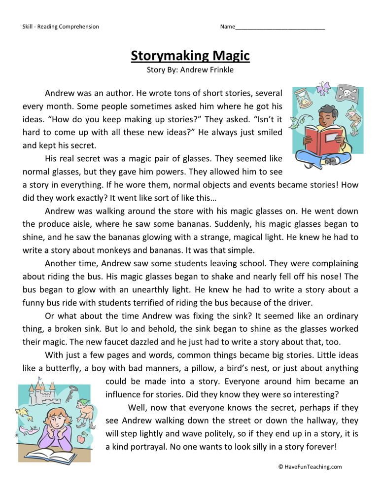 Storymaking Magic Reading Comprehension Worksheets - WorksheetsCity