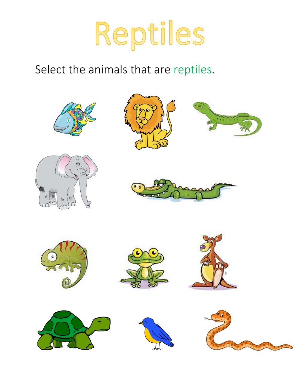 Reptiles Worksheets