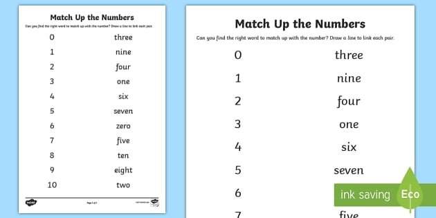 Matching Number Names Worksheets WorksheetsCity