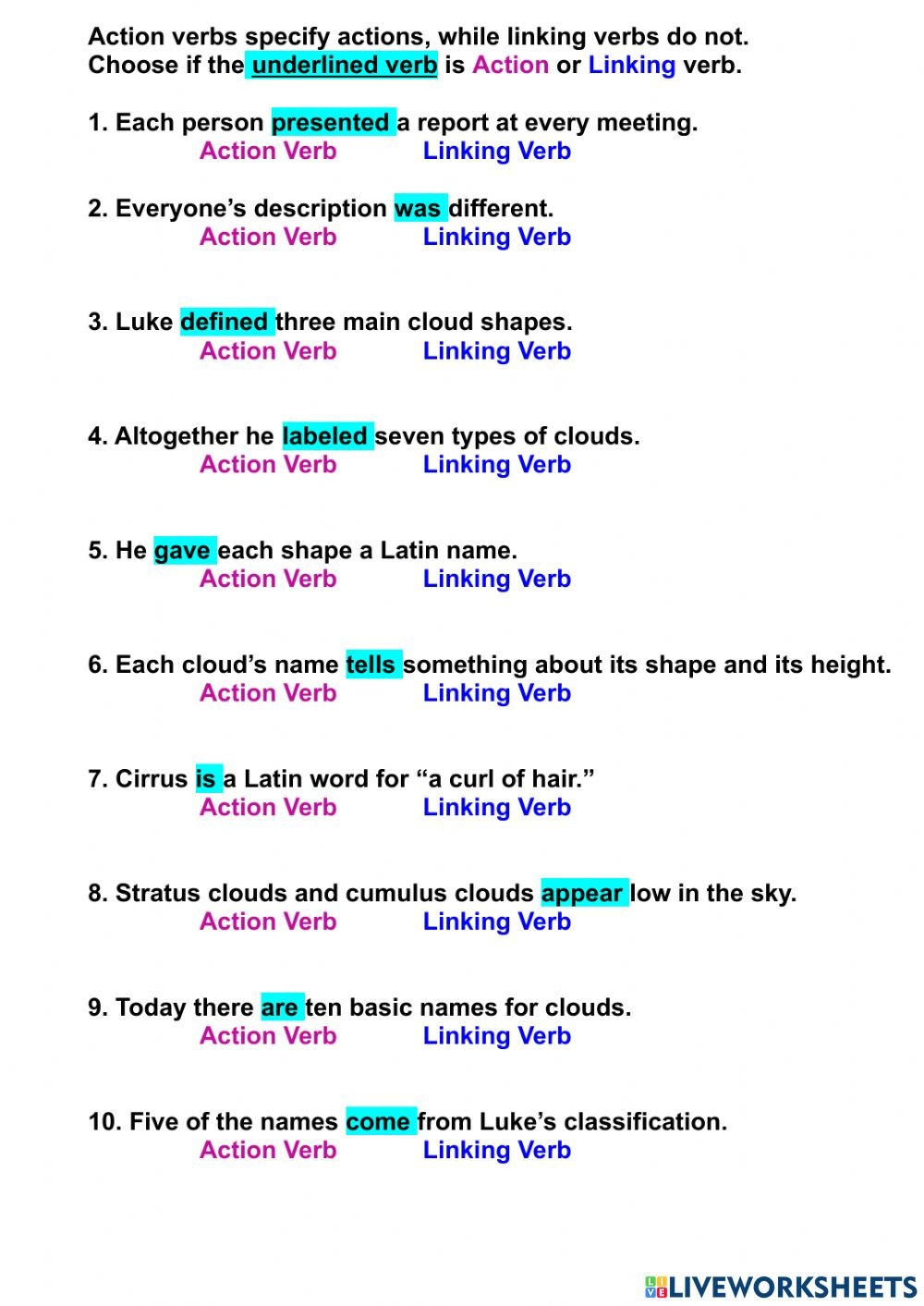 linking verbs search worksheets worksheetscity