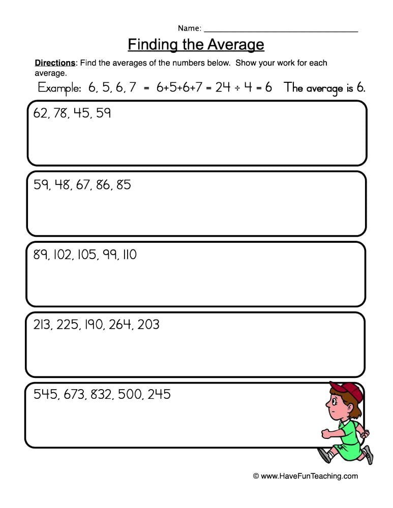 Finding Averages Number Set Worksheets WorksheetsCity