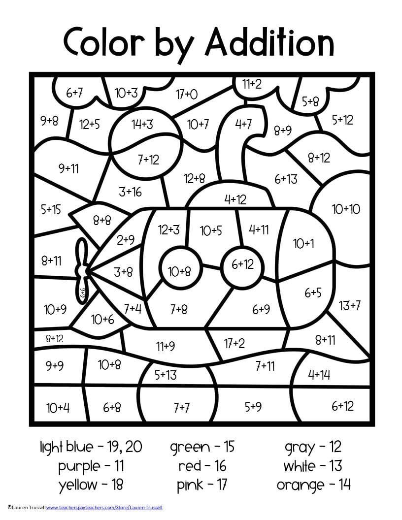 Color By Number First Grade Worksheets WorksheetsCity