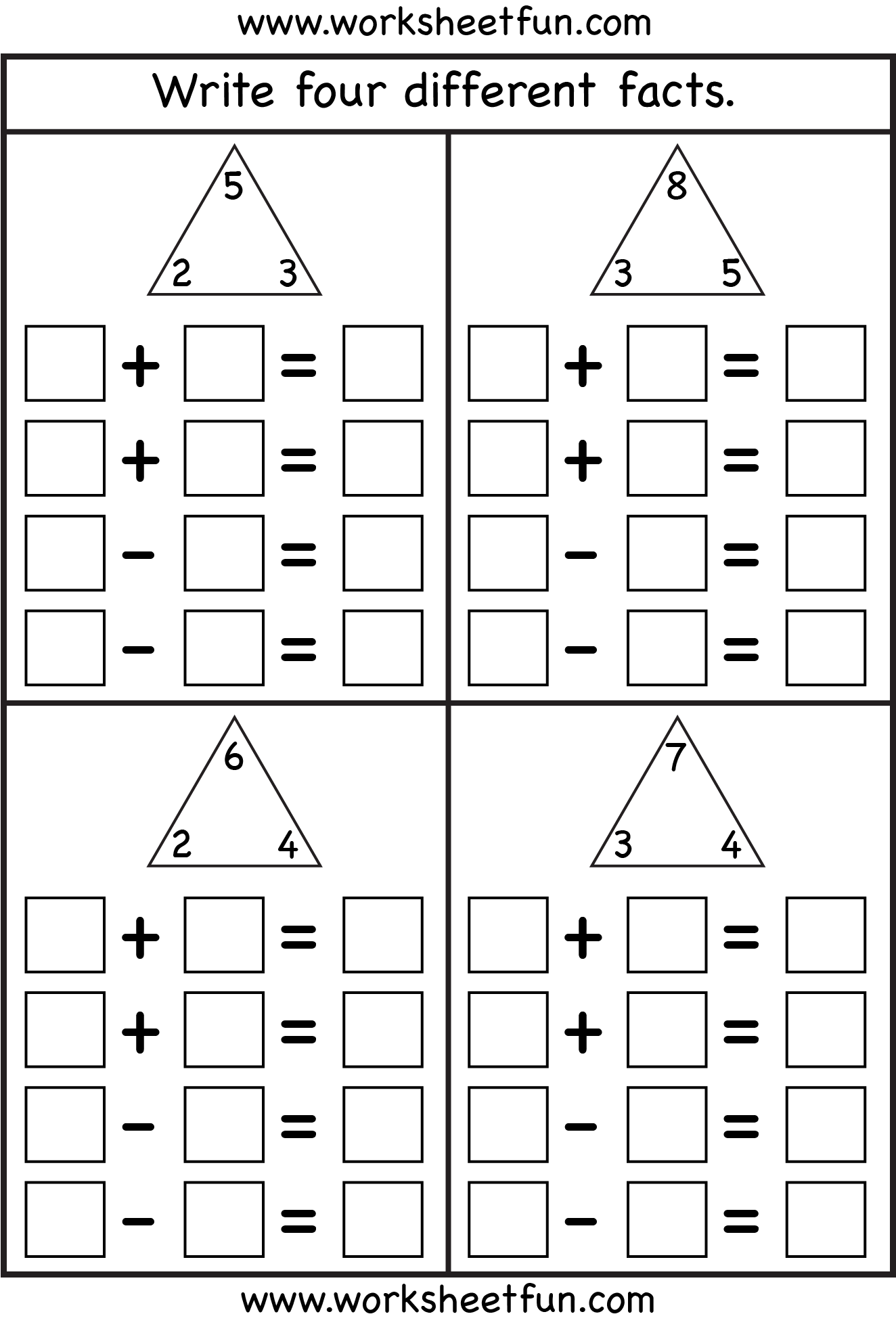 Fact Families Addition And Subtraction Worksheets WorksheetsCity