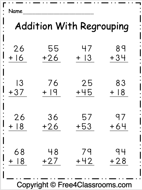 2 digit Addition With Regrouping Worksheets WorksheetsCity