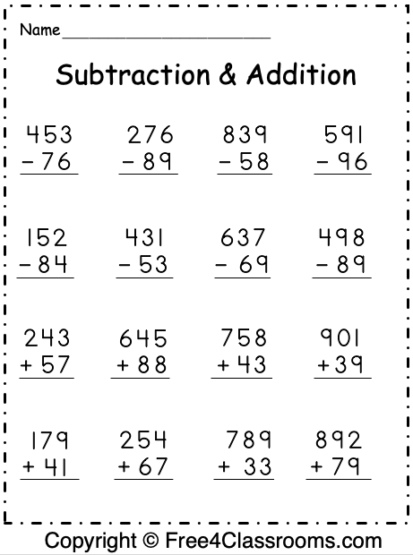 Addition And Subtraction Worksheets Grade 1 Pdf Free Download