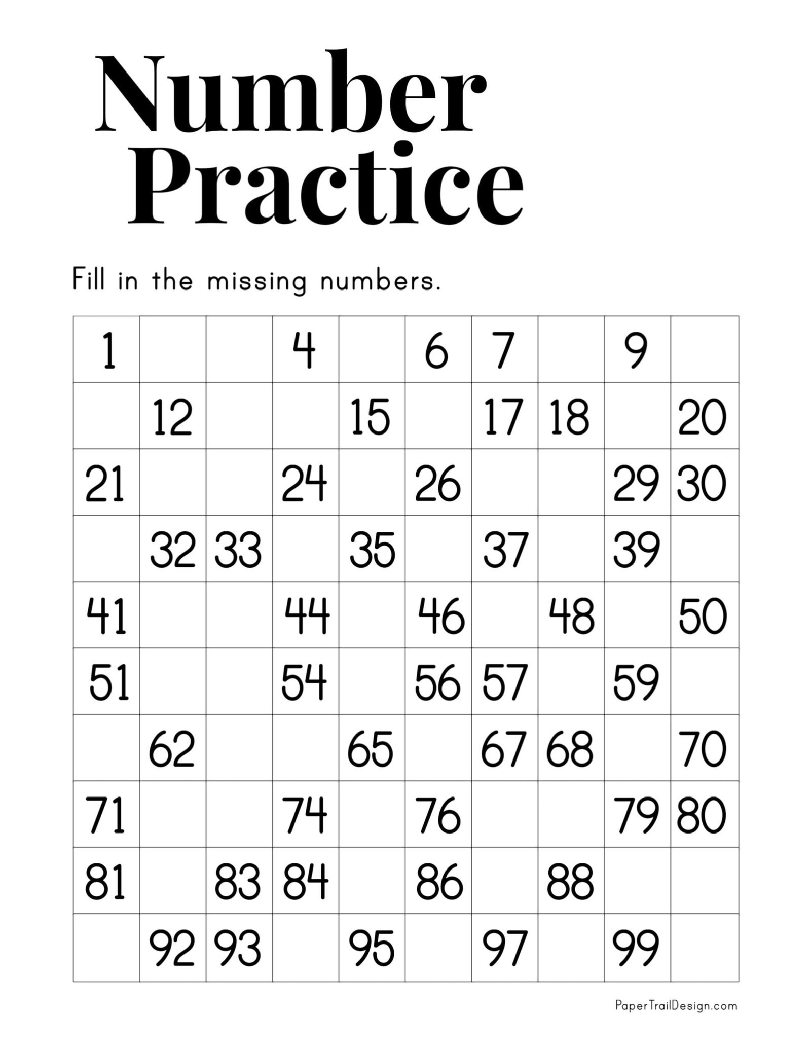 Numbers 1100 Printable Worksheets WorksheetsCity