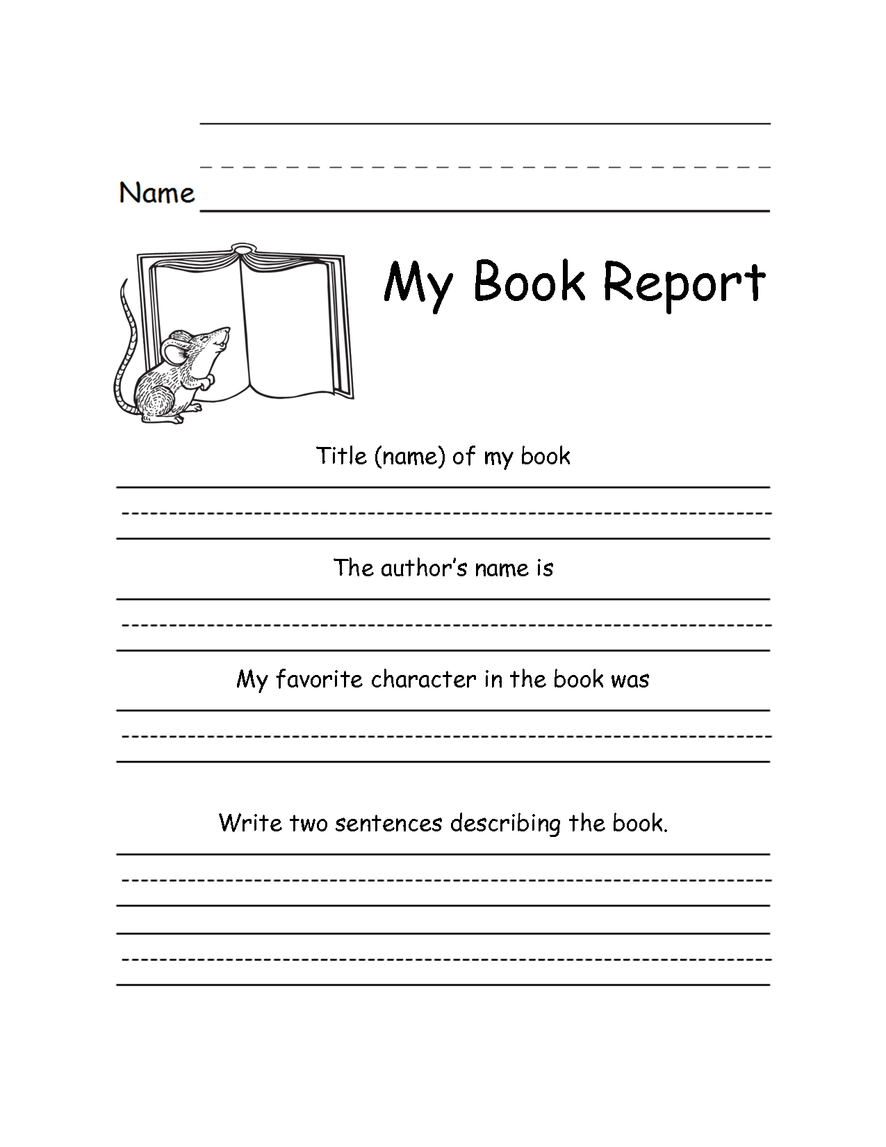 Book Report Template 1st Grade Worksheets WorksheetsCity