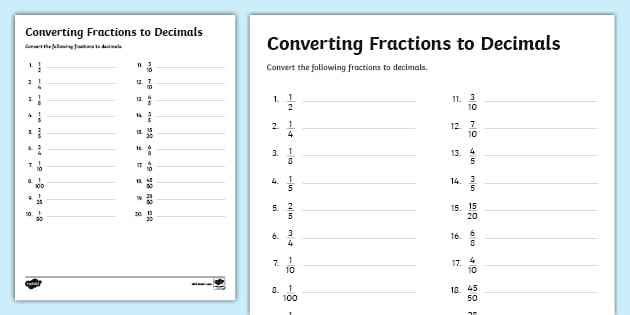 Writing Fractions As Decimals Worksheetsr WorksheetsCity