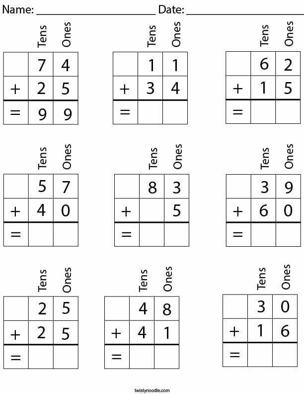 Two Digits Addition And Subtraction Worksheetsr WorksheetsCity