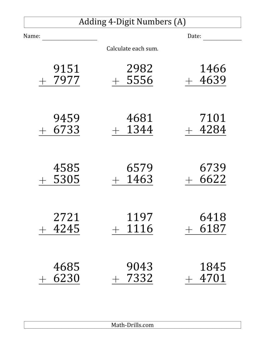 4 Digit Addition With Regrouping Worksheets - WorksheetsCity