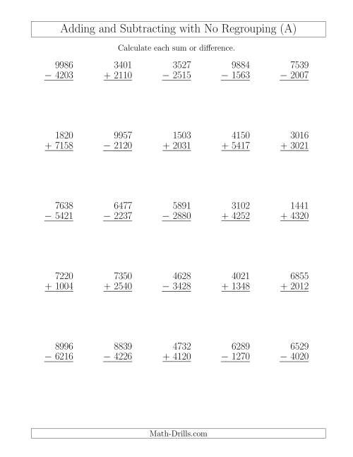 4 Digit Addition And Subtraction Worksheets - WorksheetsCity