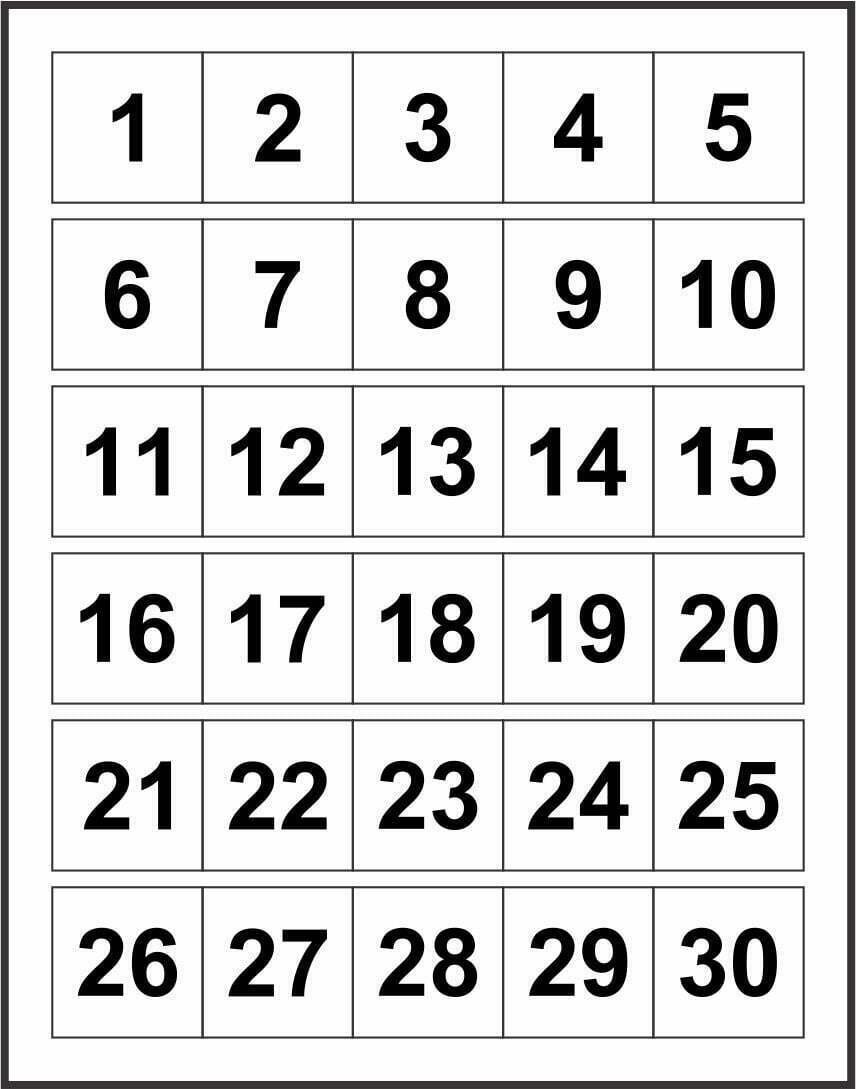 Number Chart 1 30 Worksheets WorksheetsCity