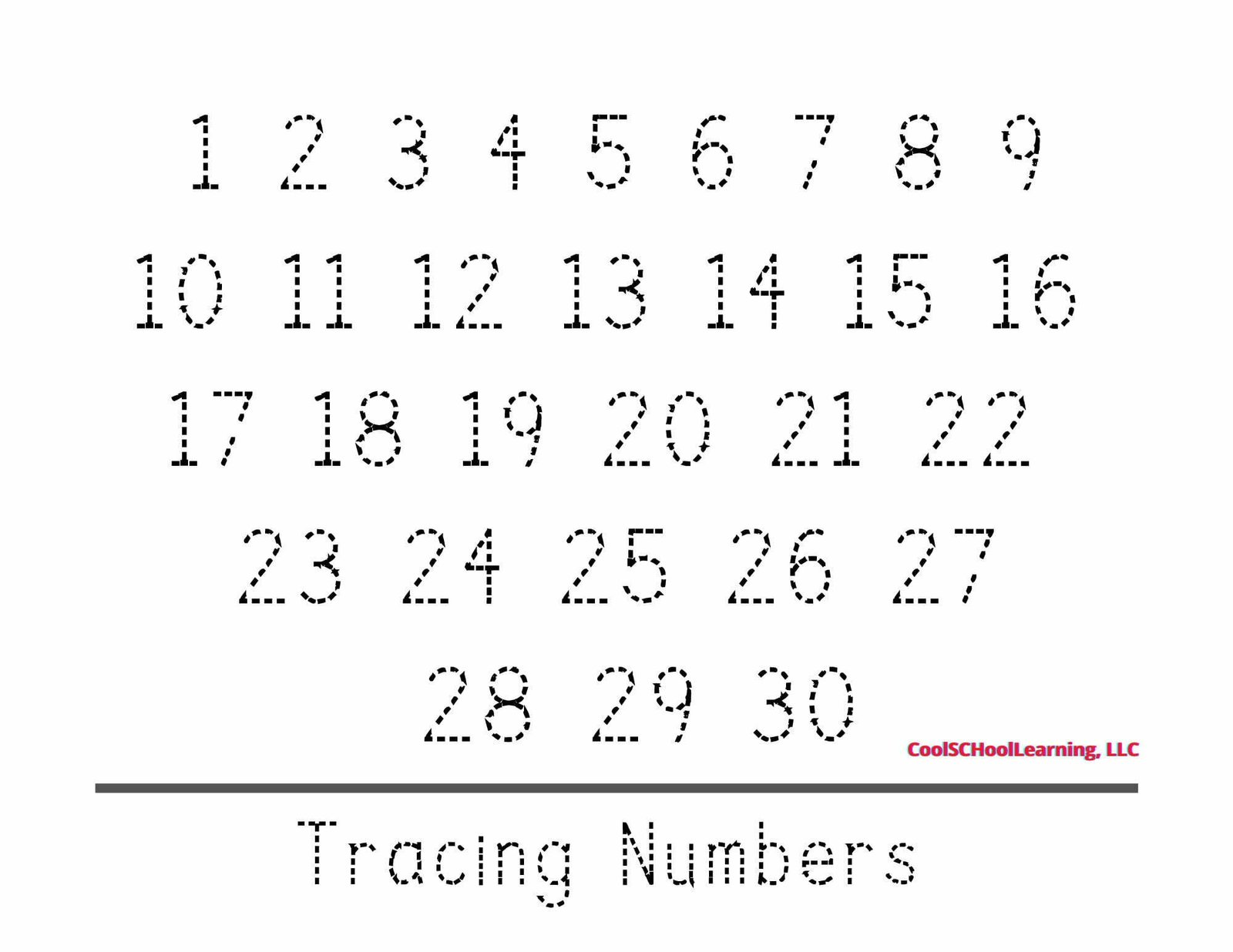Number Tracing 1 30 Worksheetsr WorksheetsCity