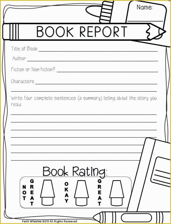 Free Printable Book Report Template 2nd Grade