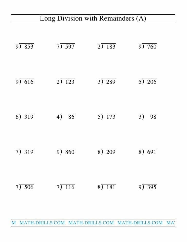 Long Division Problems With Remainders Worksheets WorksheetsCity