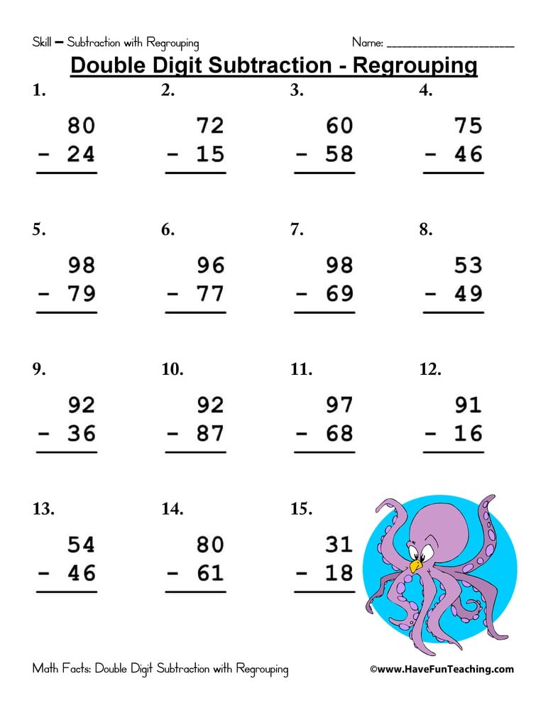 2nd Graders Math Worksheets Free Pdf Subtraction Regrouping