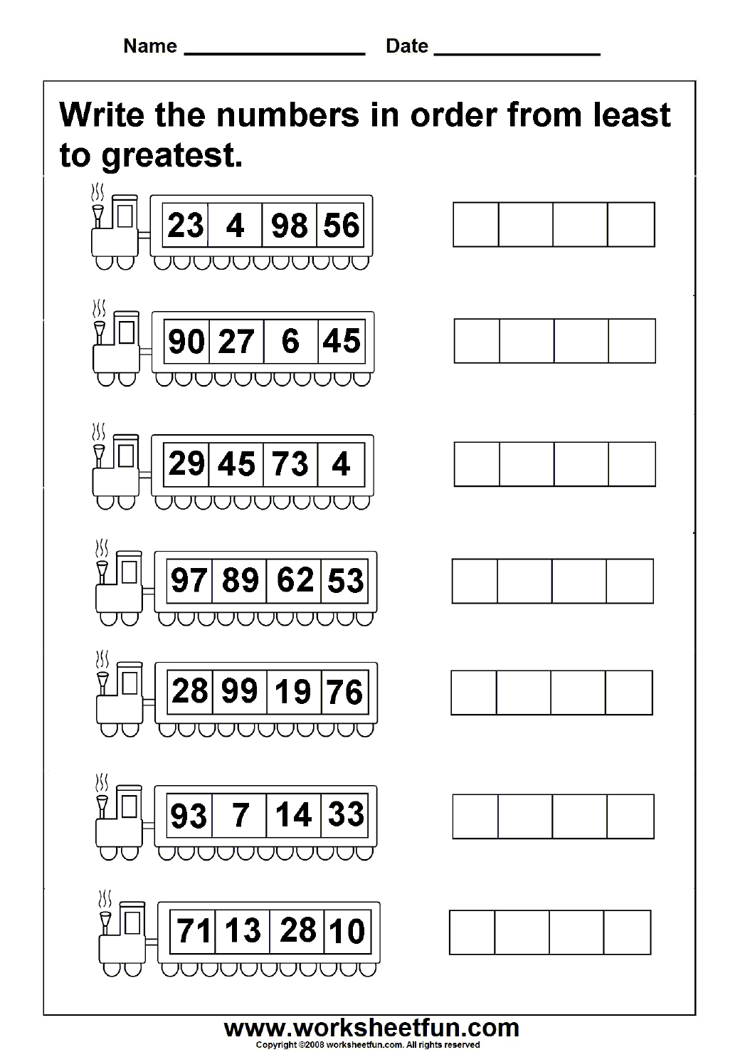 Order The Numbers From Least To Greatest Worksheets WorksheetsCity