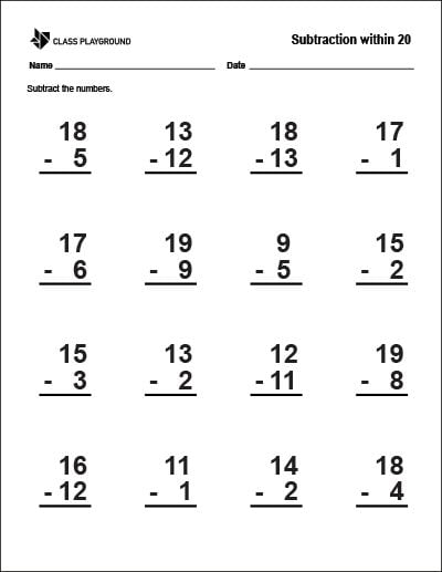 Addition And Subtraction To 20 Worksheets - WorksheetsCity