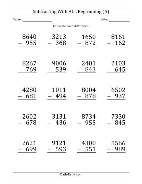 Subtracting Three Digit Numbers With Regrouping Worksheets - WorksheetsCity