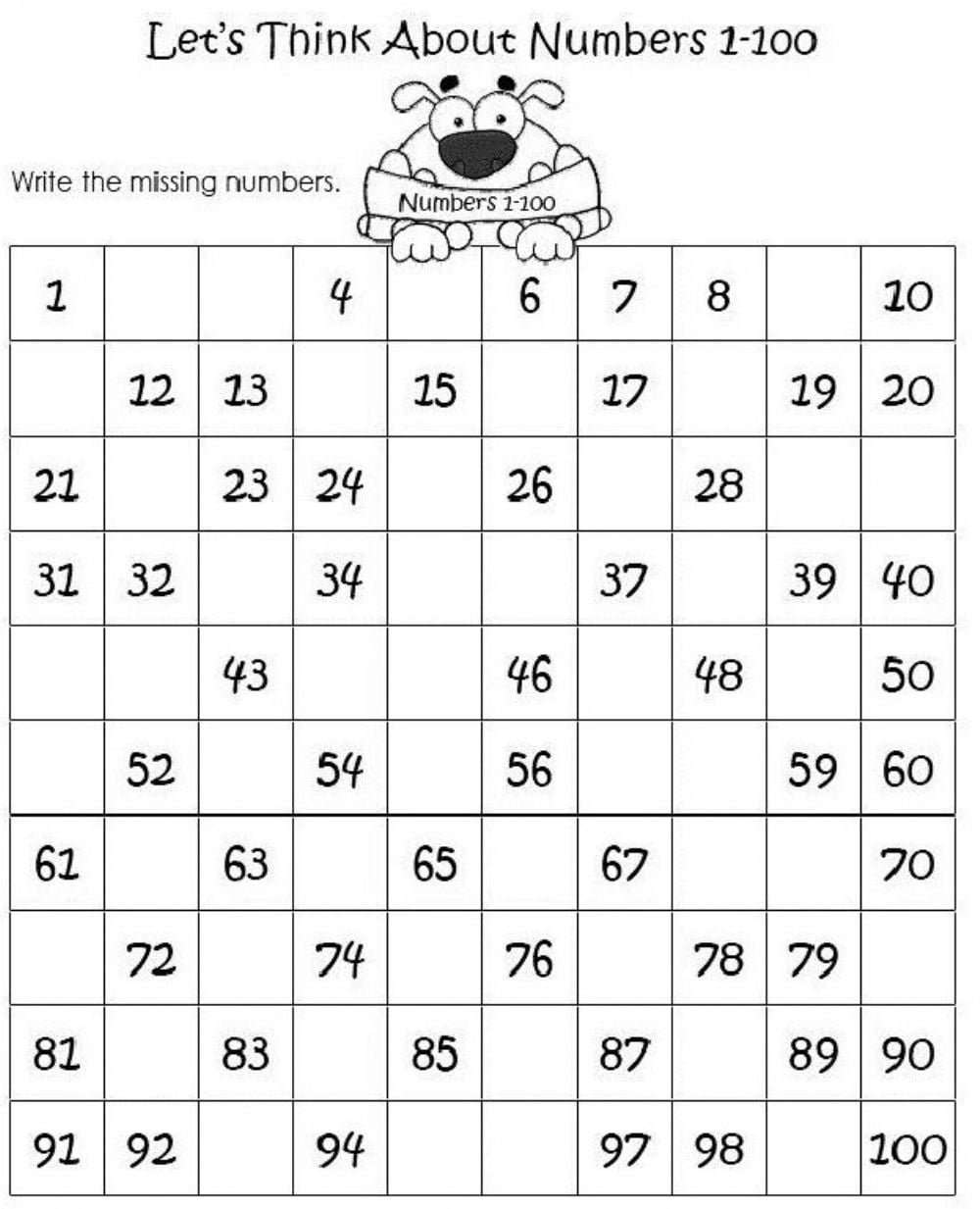 Writing Numbers 1 100 Worksheets - WorksheetsCity